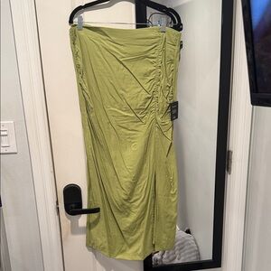 Lulu's 2 piece Olive Green Ruched Midi Skirt and crop top